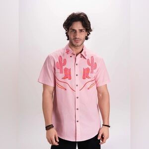 Pink Wilderness Ranch Shirt Men’s Large 100% Cotton / cactus 🌵